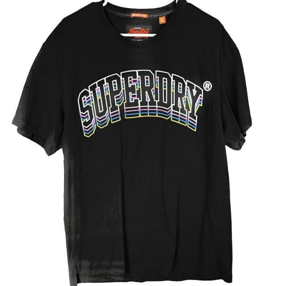 Vintage SUPERDRY Black BoxFitTee Men's T-shirt Authentic Made in Turkey Size 2XL